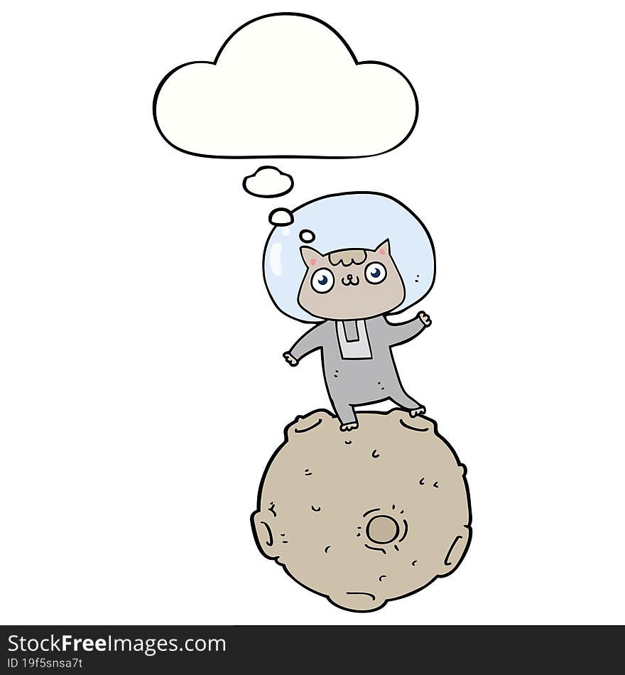 cute cartoon astronaut cat with thought bubble