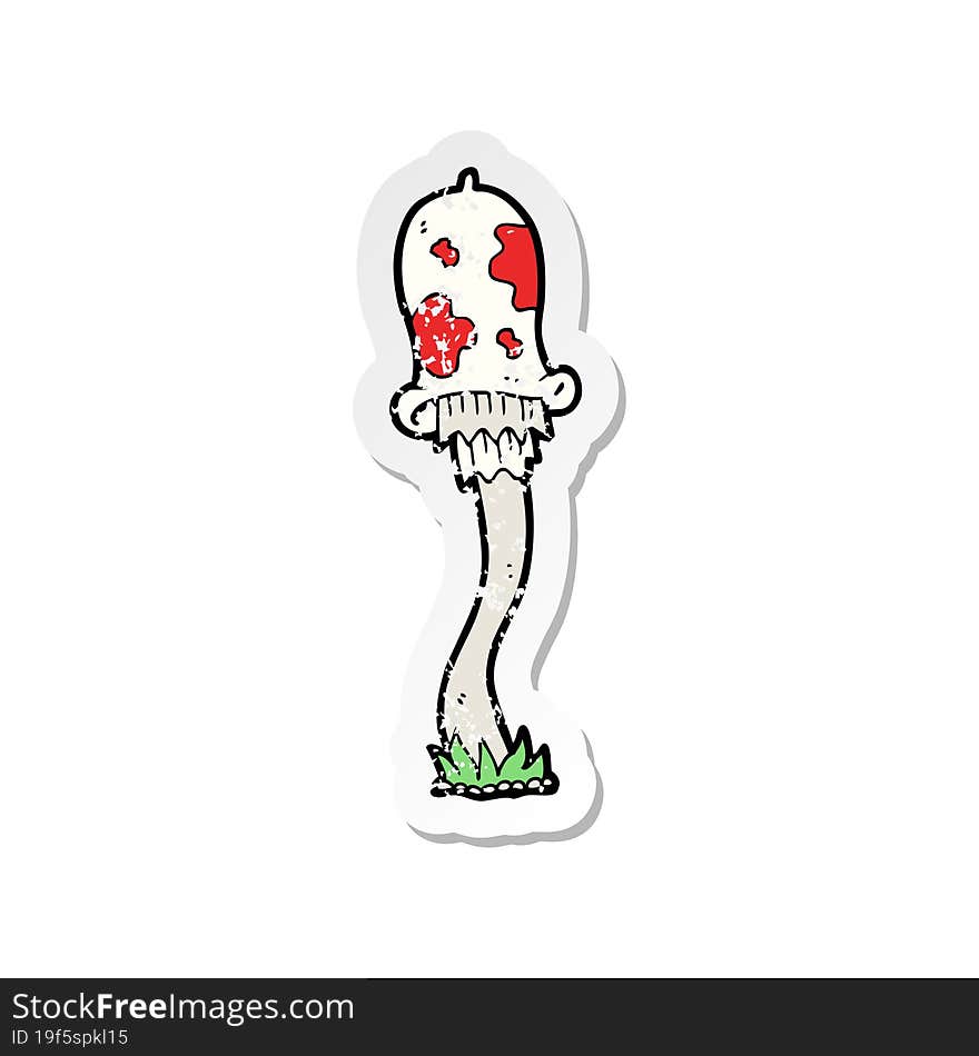 retro distressed sticker of a cartoon mushroom