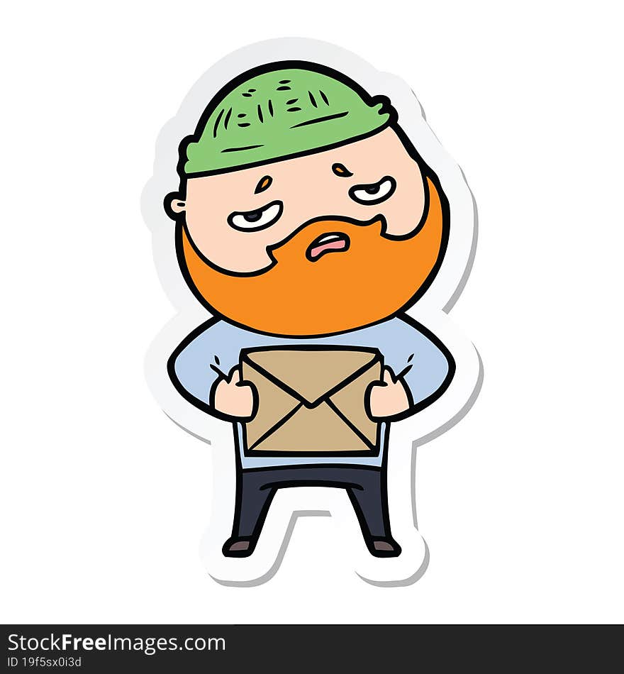 sticker of a cartoon worried man with beard