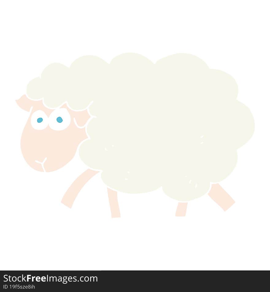 Flat Color Illustration Of A Cartoon Sheep