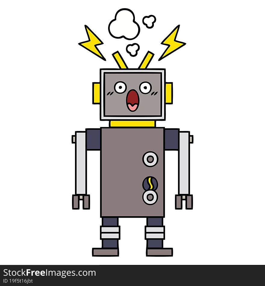 cute cartoon of a malfunctioning robot