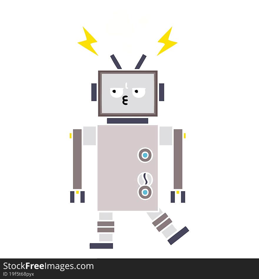 Flat Color Retro Cartoon Robot