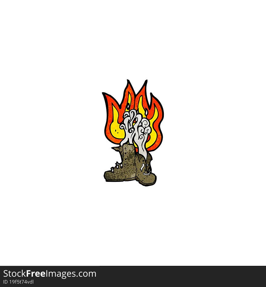 cartoon burning boots