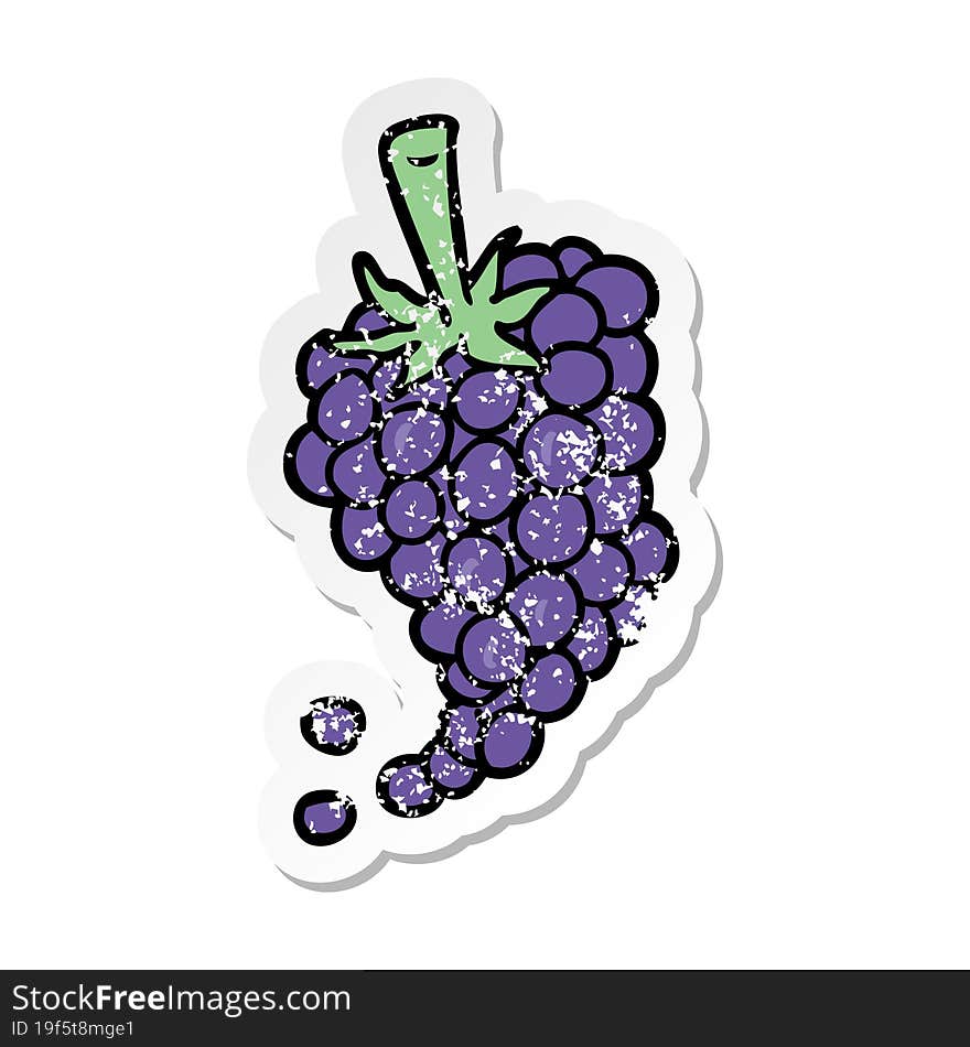 distressed sticker of a cartoon grapes