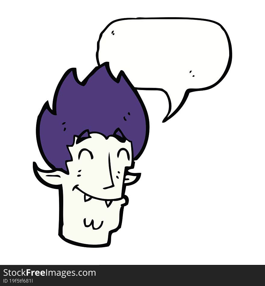 Cartoon Happy Vampire Head With Speech Bubble