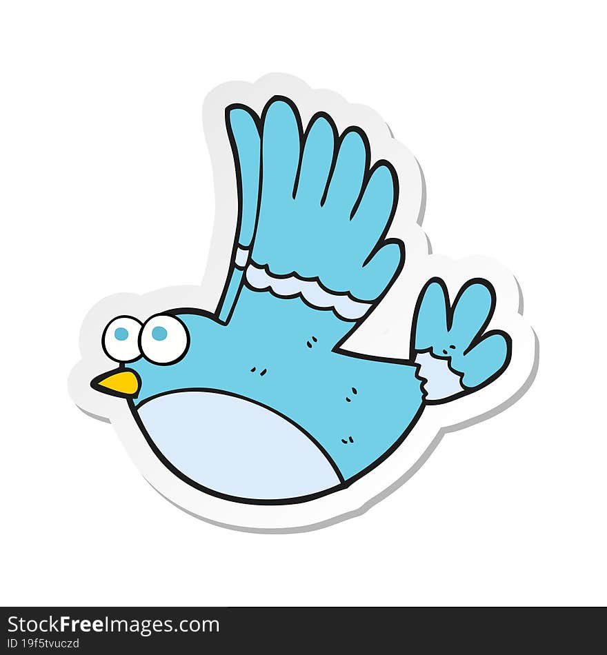 sticker of a cartoon flying bird