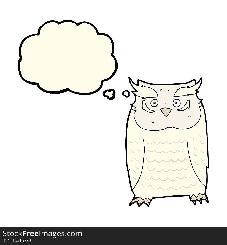 cartoon owl with thought bubble