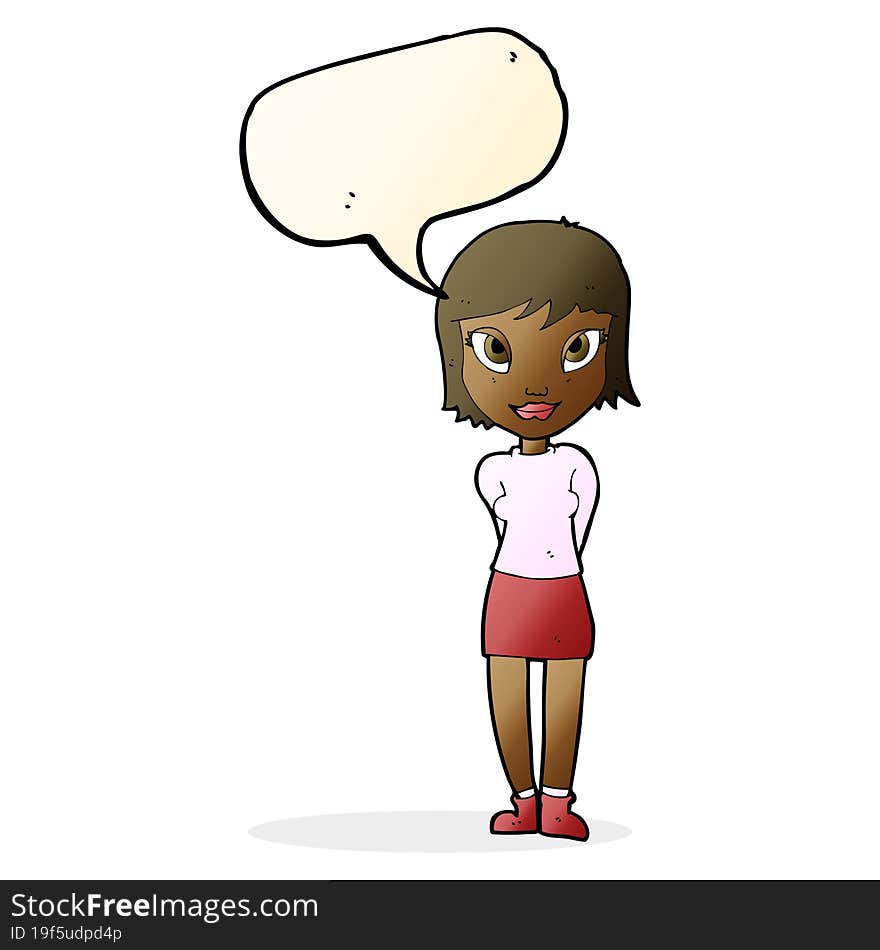 Cartoon Pretty Girl With Speech Bubble