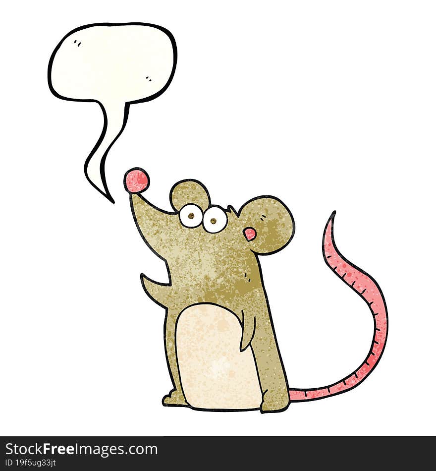 freehand speech bubble textured cartoon mouse