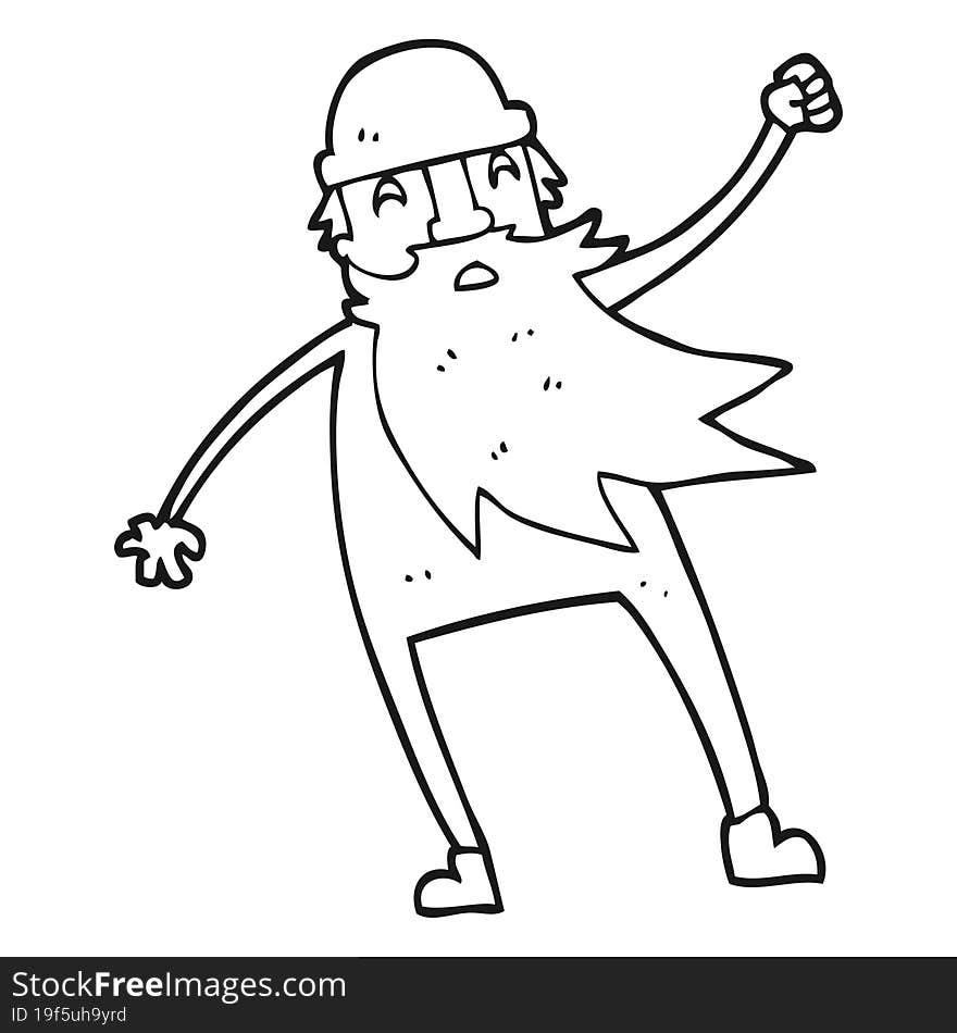 black and white cartoon old man in thermal underwear