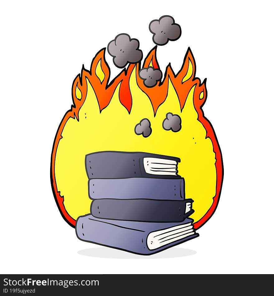 cartoon stack of books burning