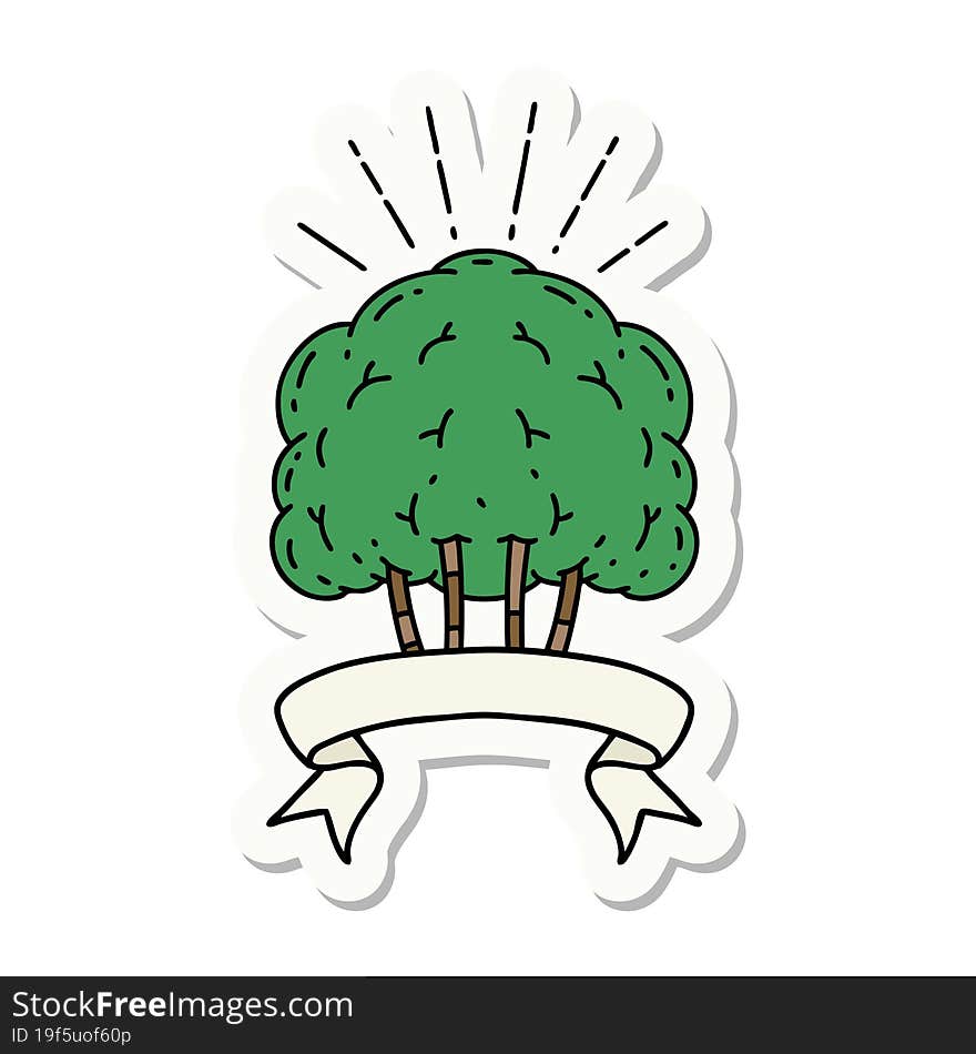 sticker of tattoo style tree