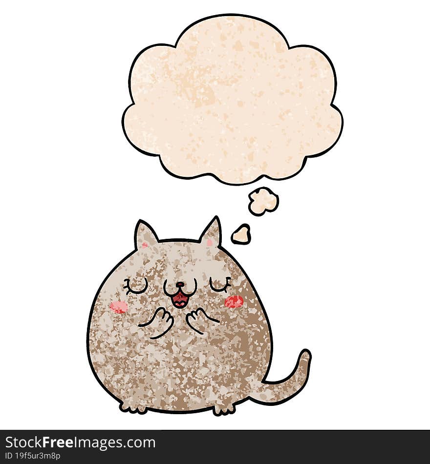 cartoon cute cat with thought bubble in grunge texture style. cartoon cute cat with thought bubble in grunge texture style