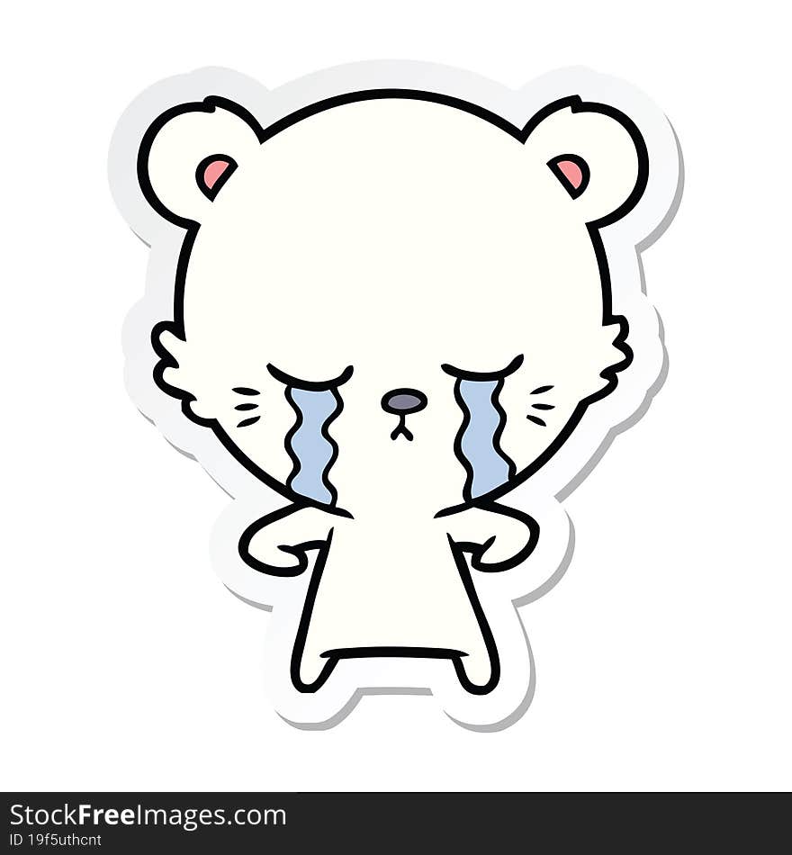 Sticker Of A Crying Cartoon Polarbear