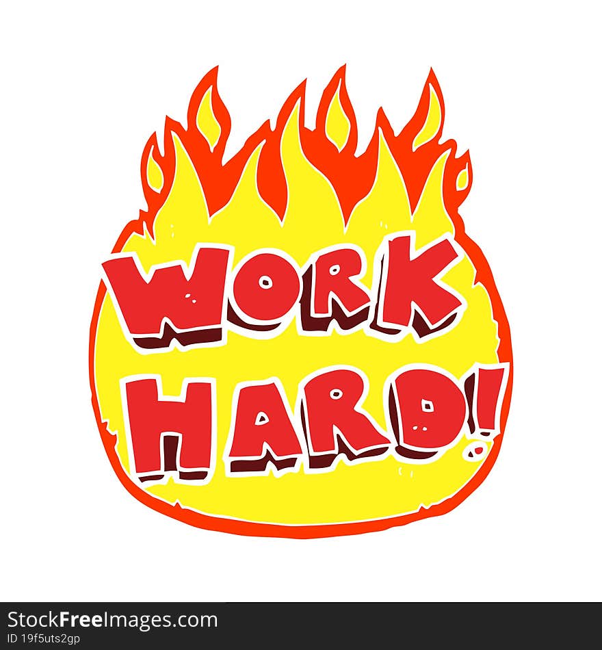 flat color illustration of a cartoon work hard symbol