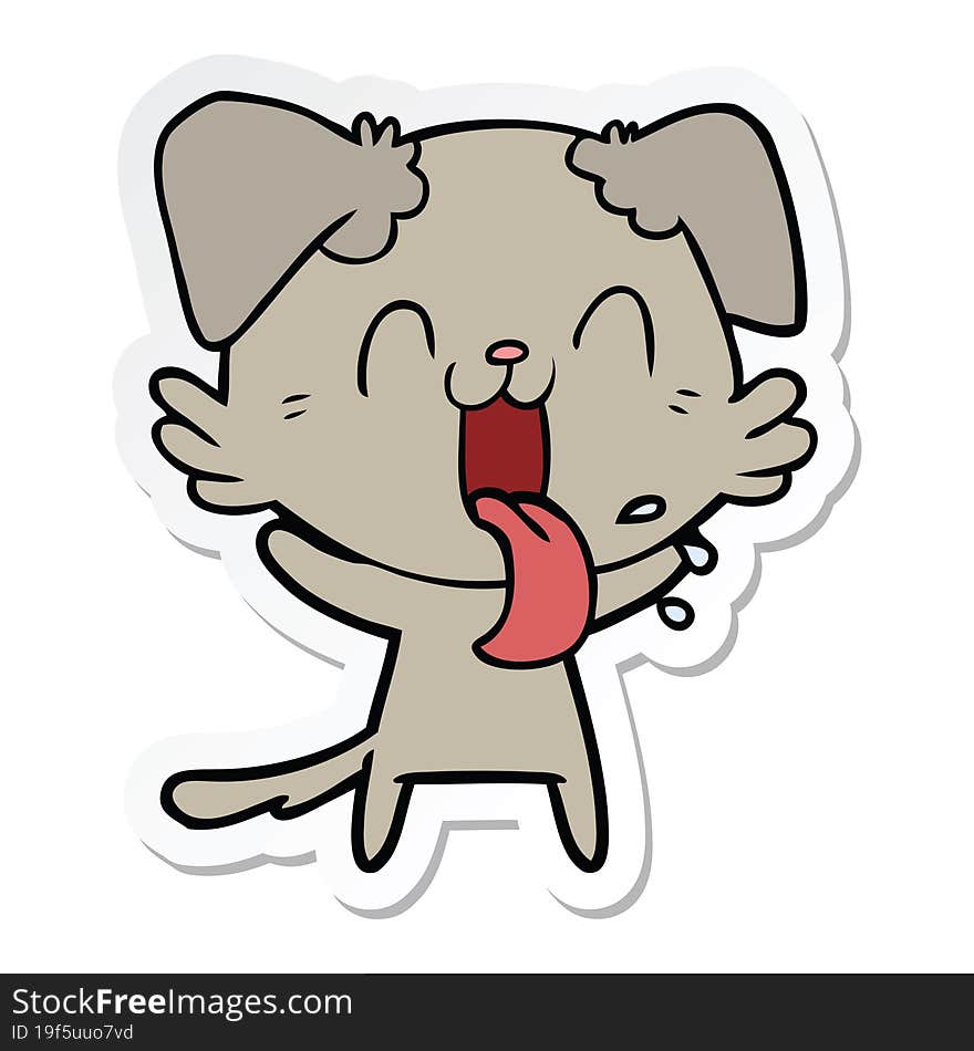 Sticker Of A Cartoon Panting Dog