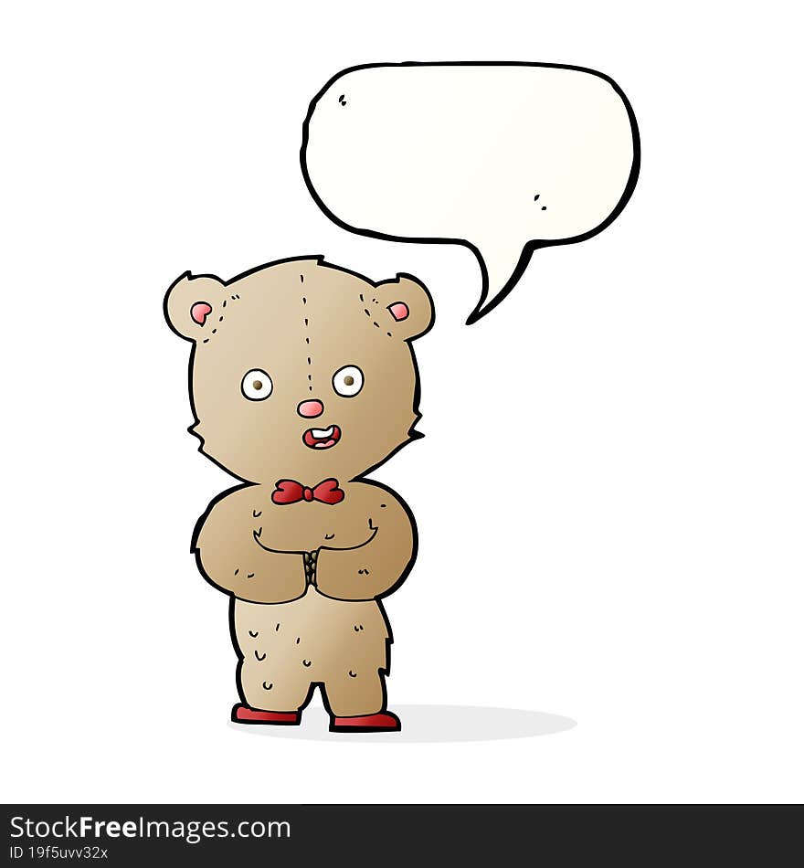 cartoon teddy bear with speech bubble