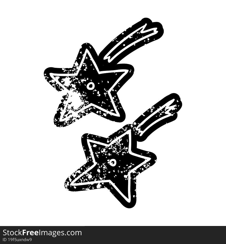 grunge icon drawing of ninja throwing stars