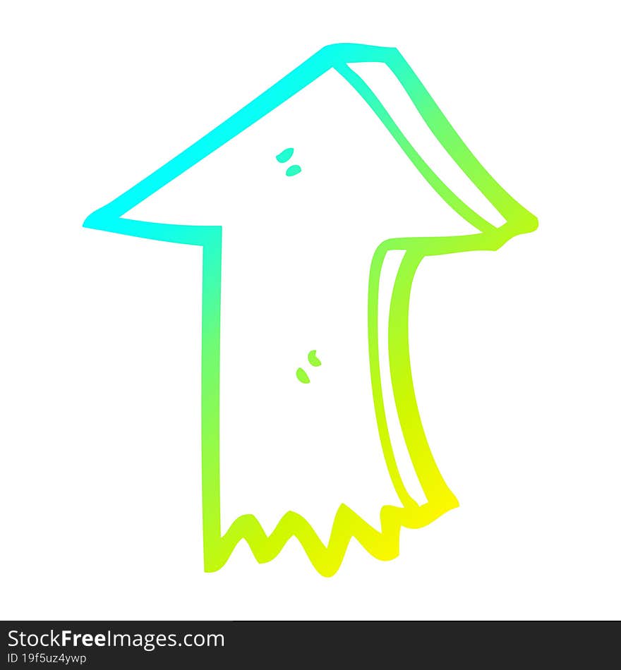 cold gradient line drawing cartoon pointing arrow