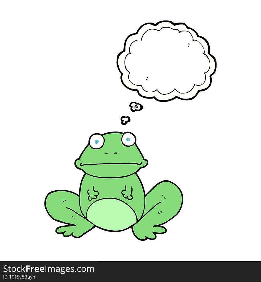 freehand drawn thought bubble cartoon frog