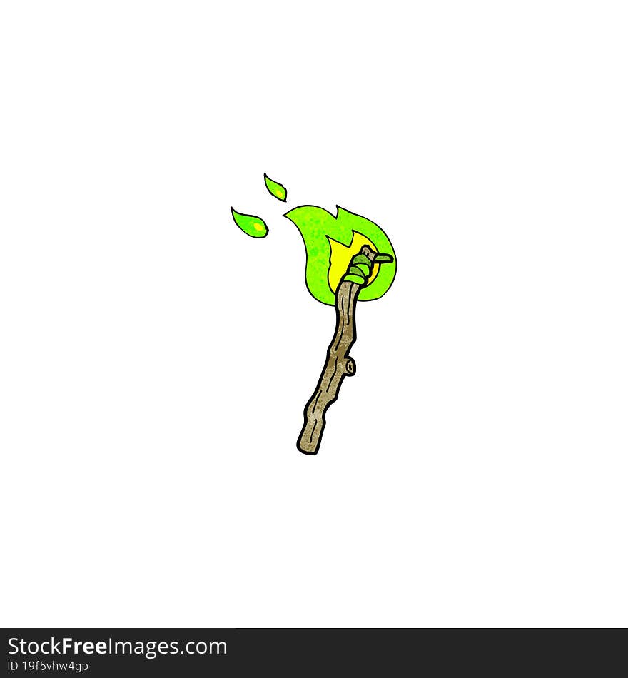 cartoon flaming halloween torch