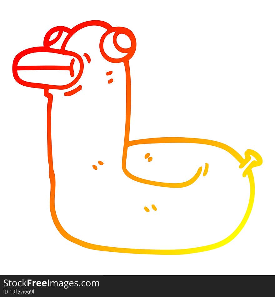 warm gradient line drawing of a cartoon yellow ring duck