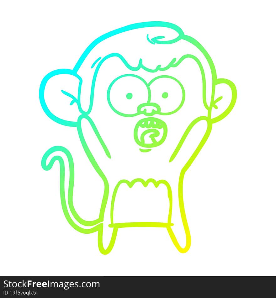 cold gradient line drawing cartoon shocked monkey