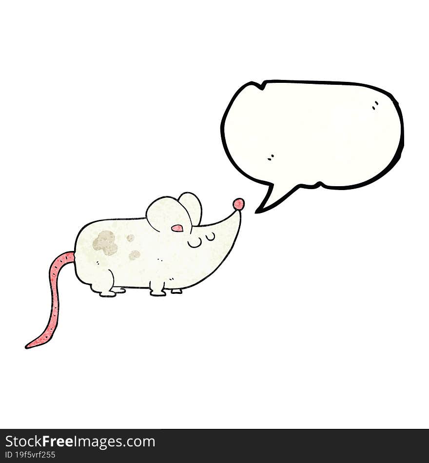 Cute Speech Bubble Textured Cartoon Mouse