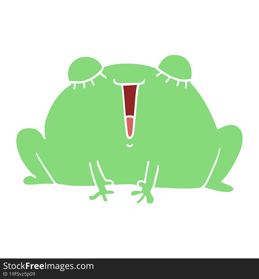 Cute Flat Color Style Cartoon Frog