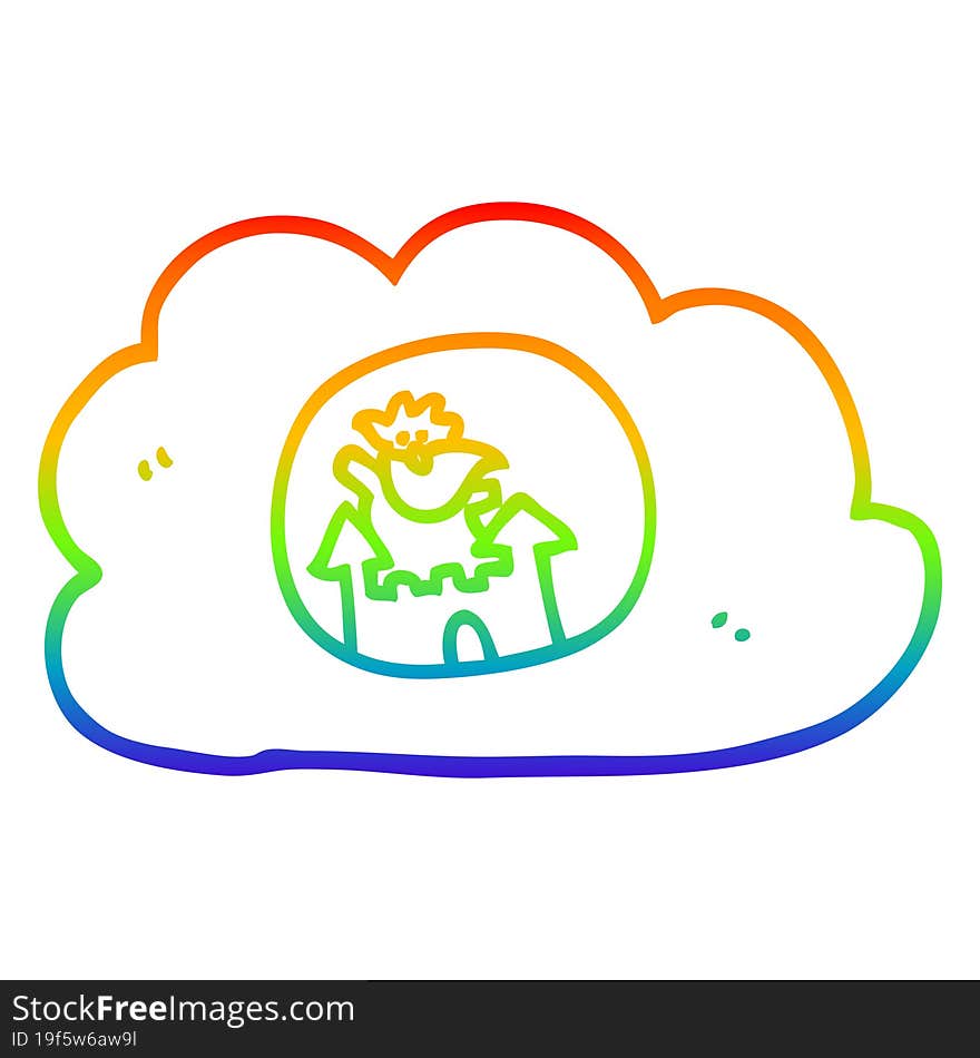 Rainbow Gradient Line Drawing Cartoon God In Heaven