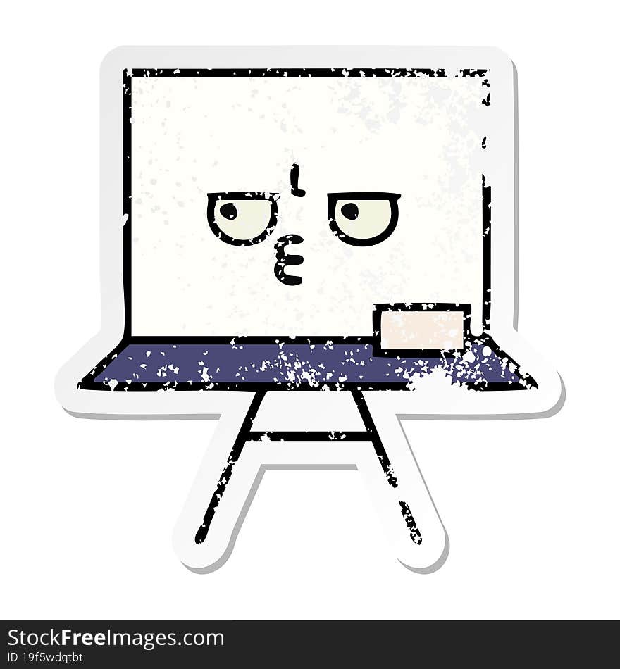 distressed sticker of a cute cartoon white board