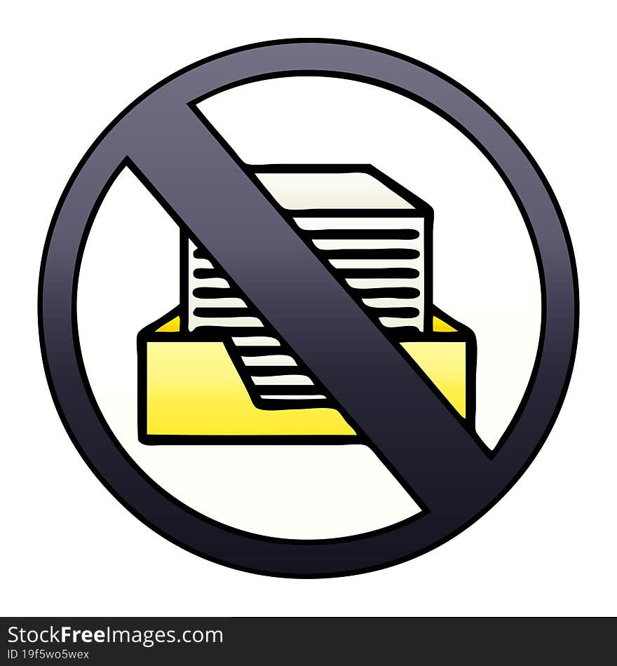 gradient shaded cartoon paper ban sign