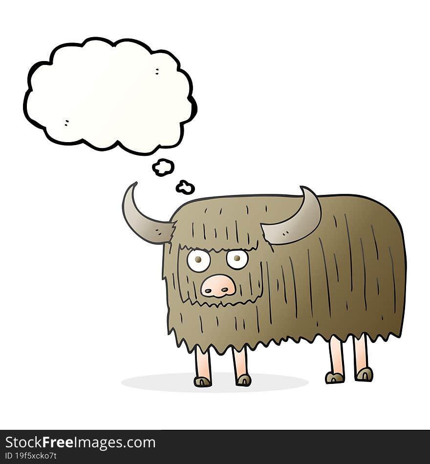 Thought Bubble Cartoon Hairy Cow