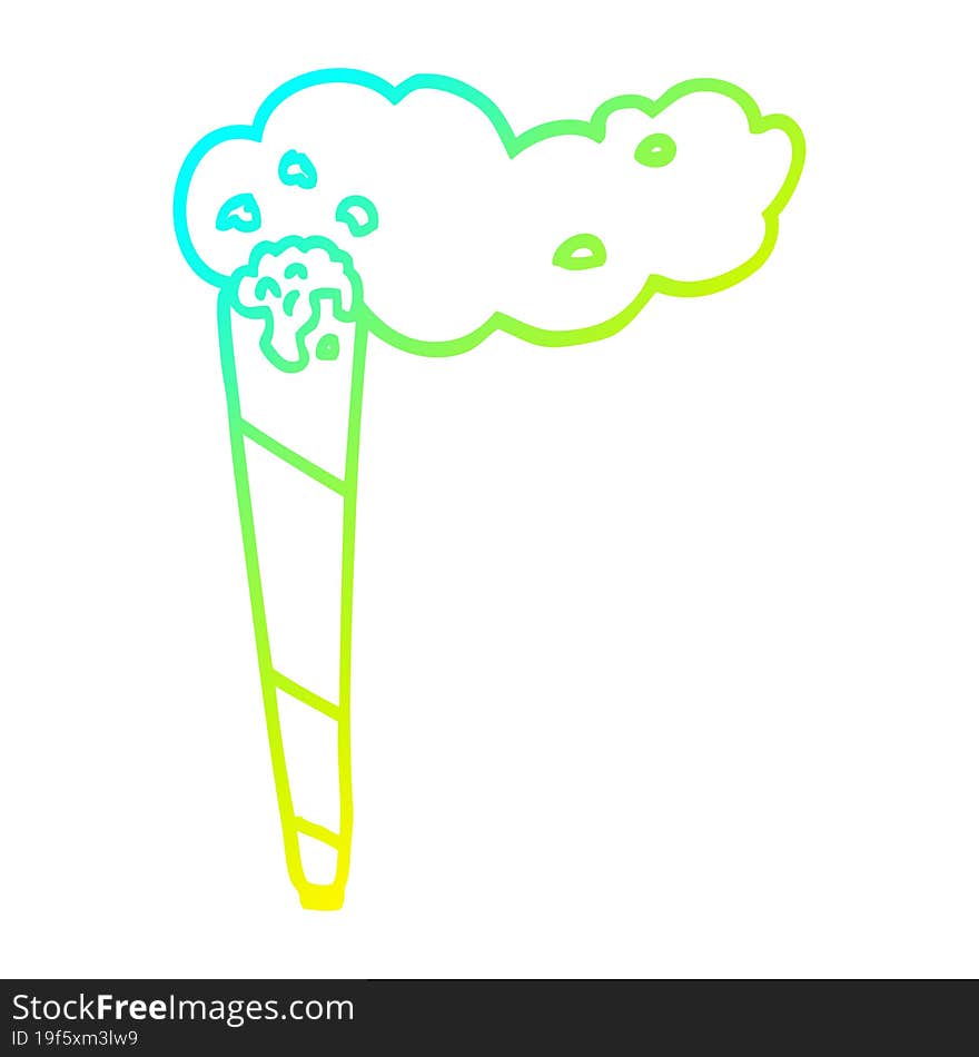 Cold Gradient Line Drawing Cartoon Marijuana Joint