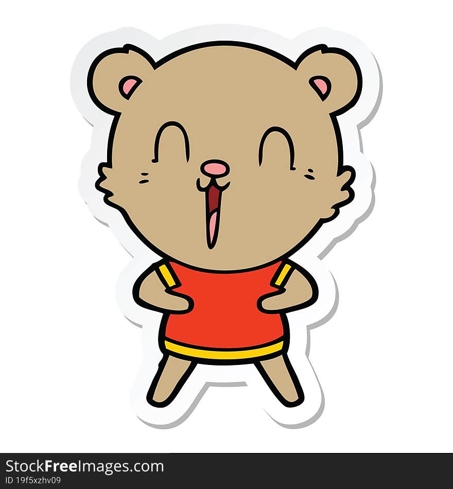 sticker of a happy cartoon bear