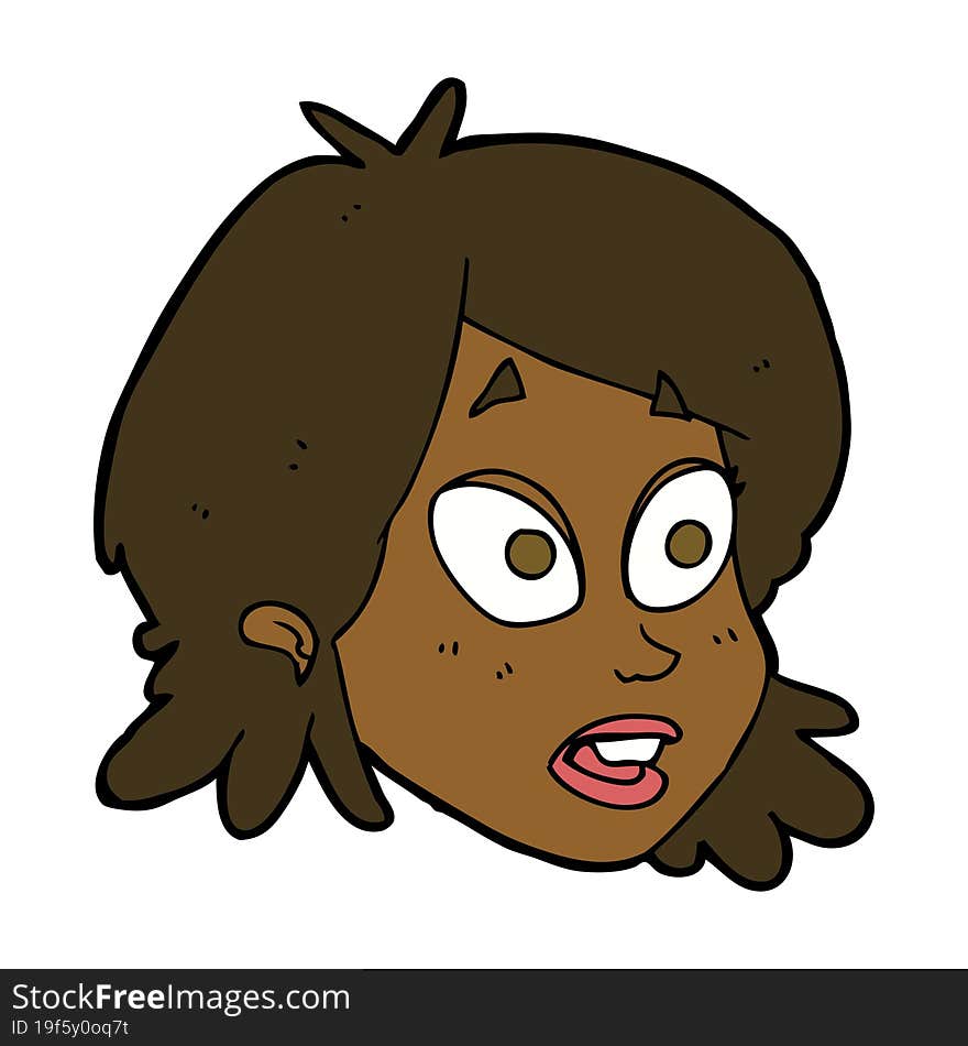 cartoon female face with surprised expression