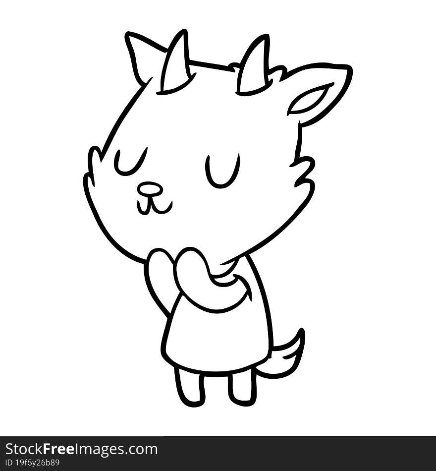 cute line drawing of a goat. cute line drawing of a goat