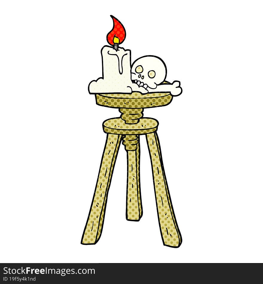 Cartoon Spooky Skull And Candle