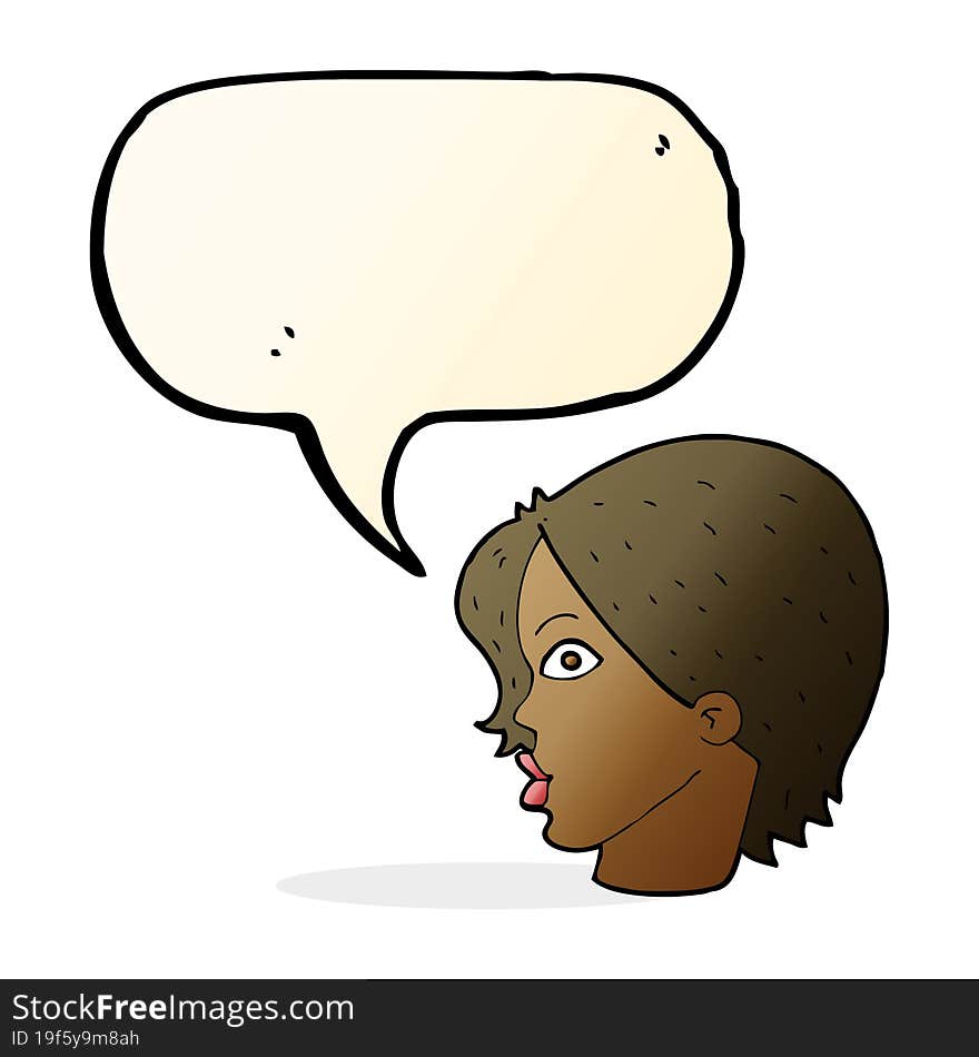 Cartoon Staring Woman With Speech Bubble