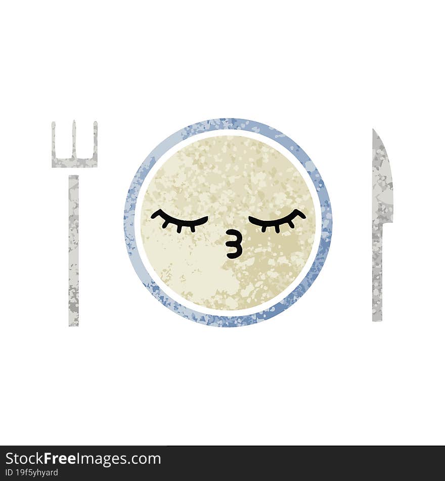 retro illustration style cartoon dinner plate