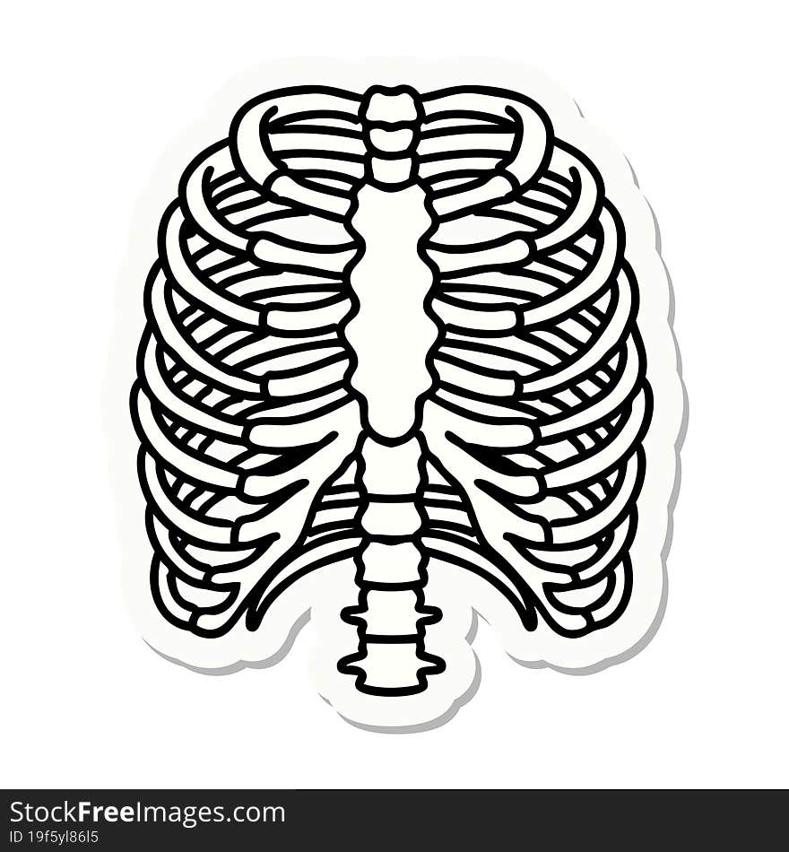 sticker of tattoo in traditional style of a rib cage. sticker of tattoo in traditional style of a rib cage