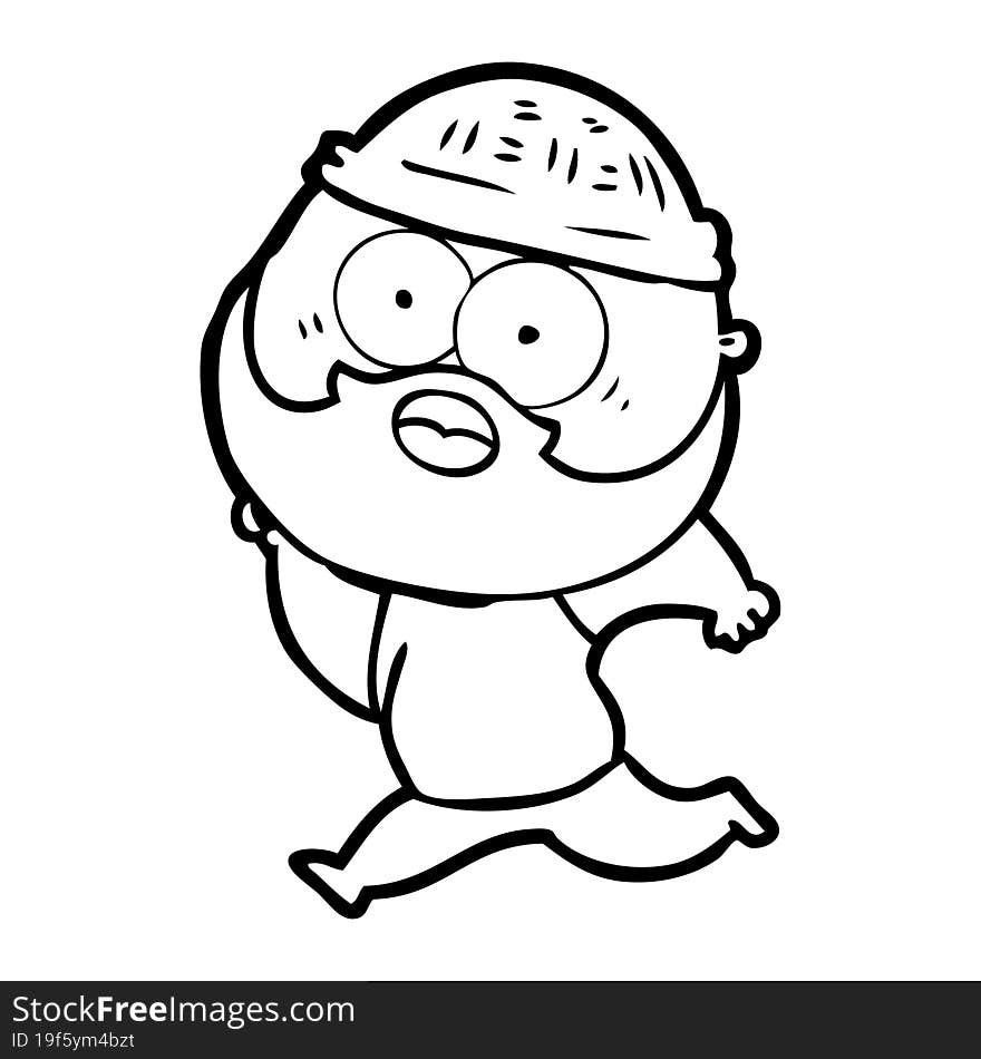 cartoon bearded man running. cartoon bearded man running