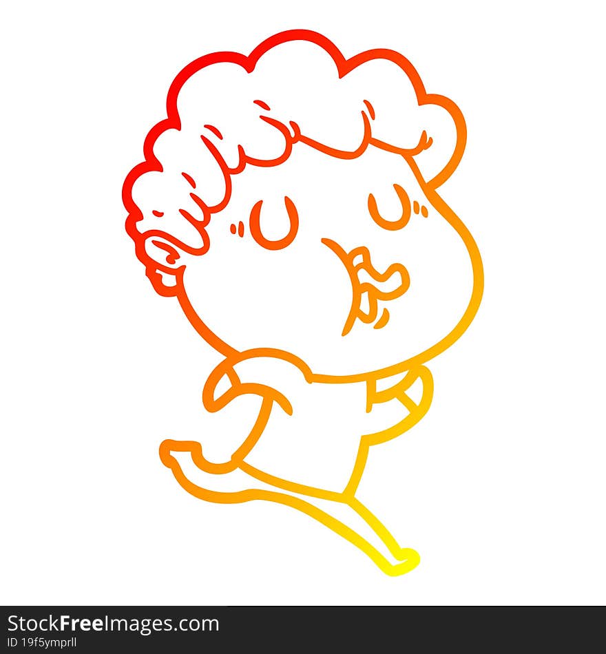 warm gradient line drawing cartoon man singing