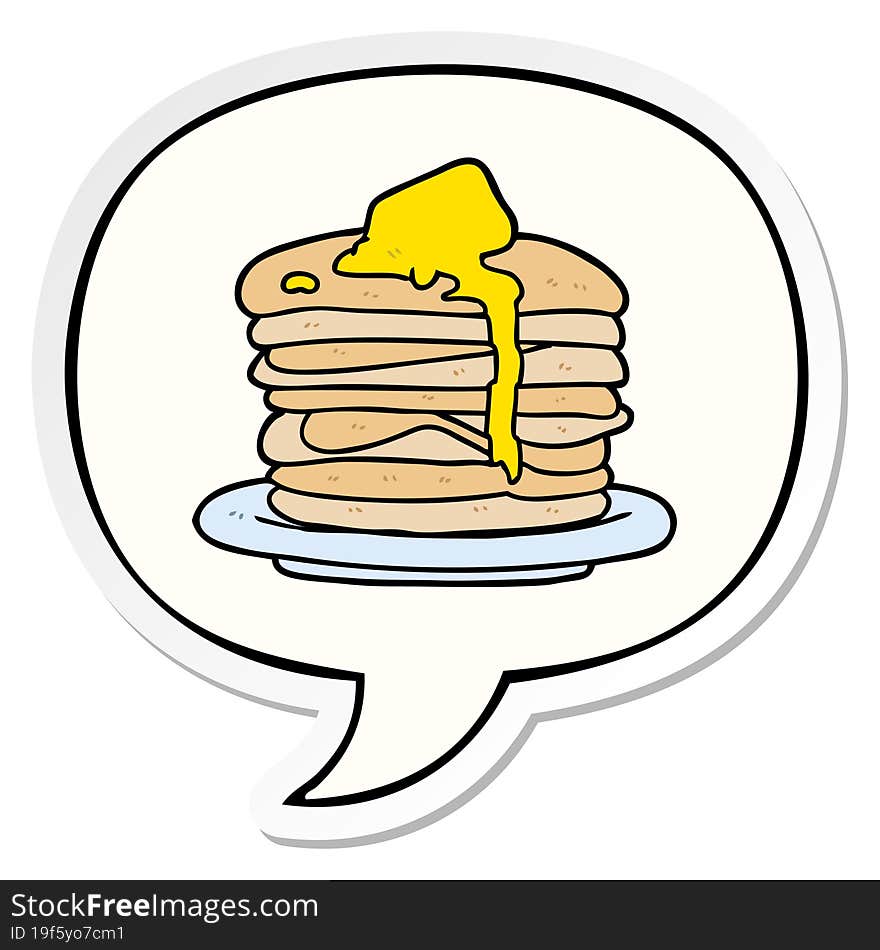 cartoon stack of pancakes with speech bubble sticker