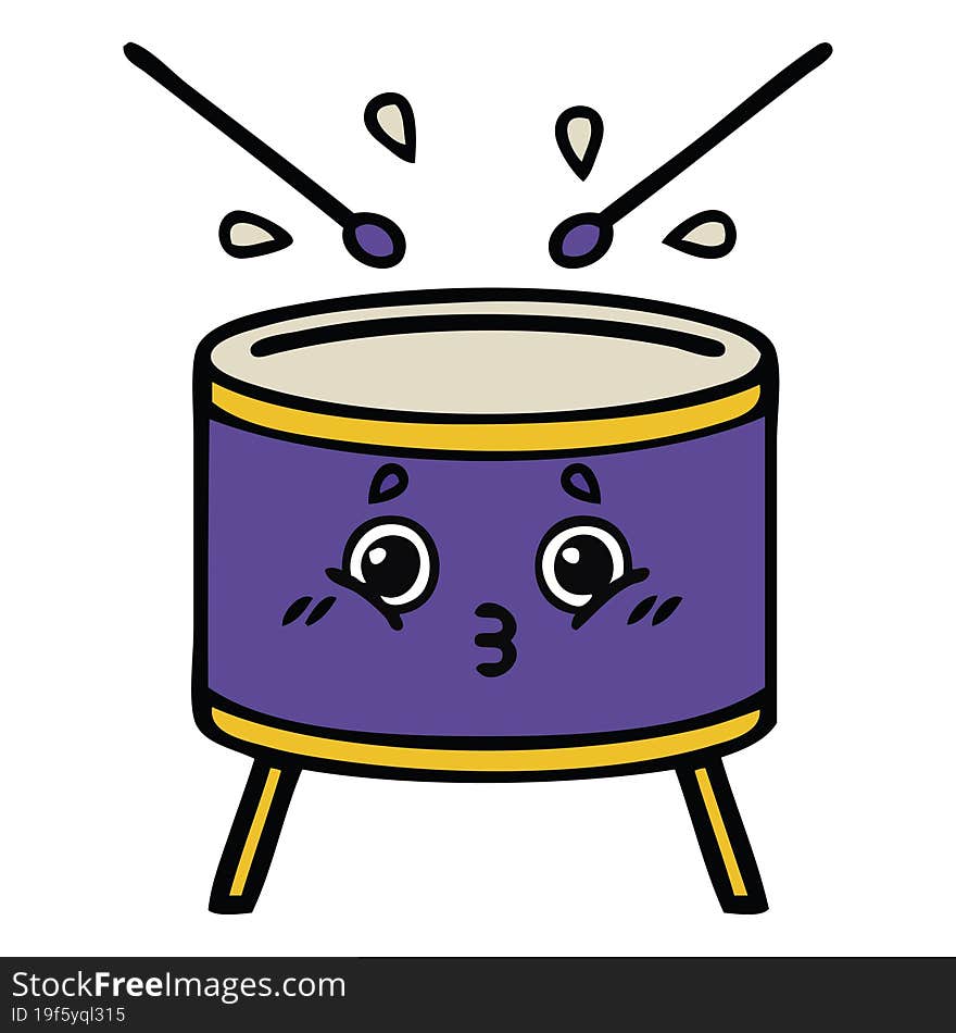 cute cartoon of a drum. cute cartoon of a drum