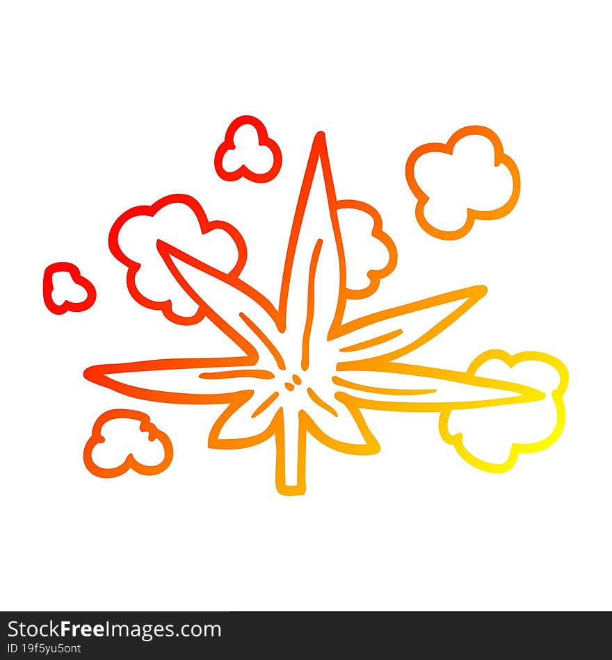 warm gradient line drawing cartoon marijuana leaf