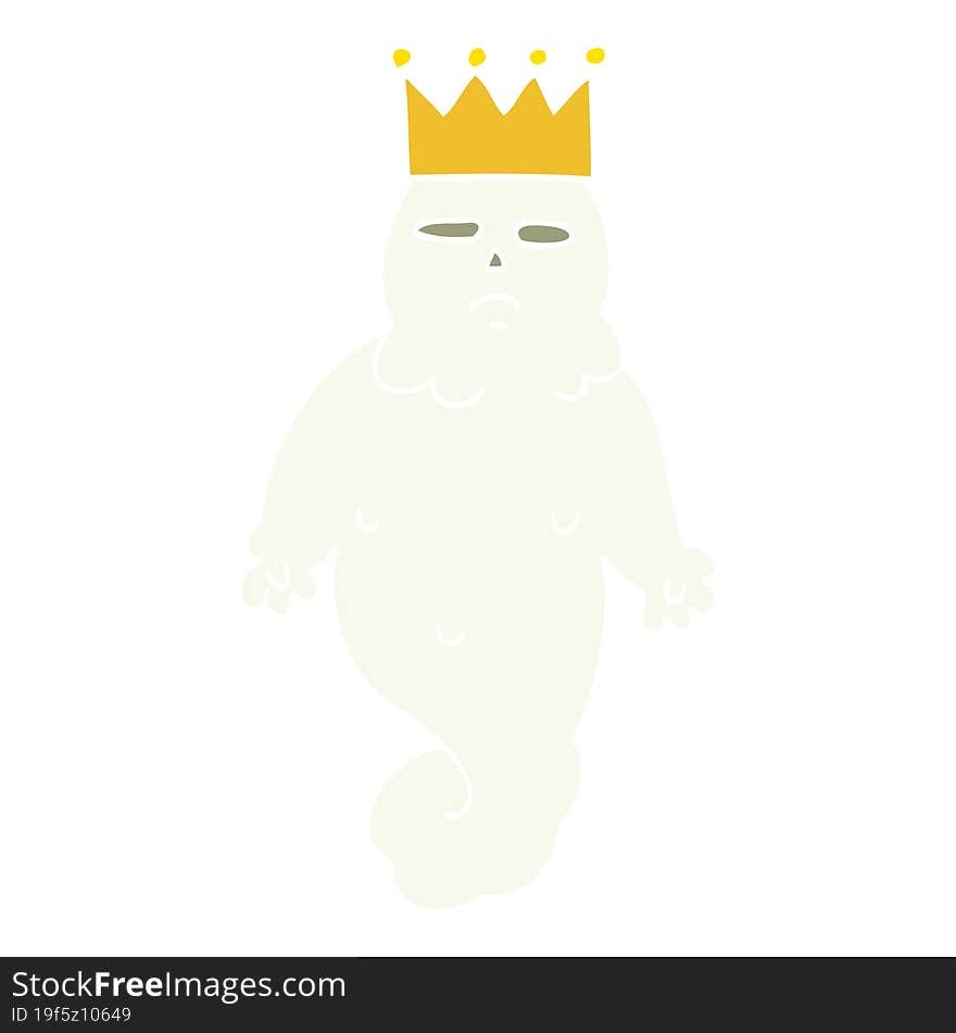 flat color illustration cartoon spooky ghost king