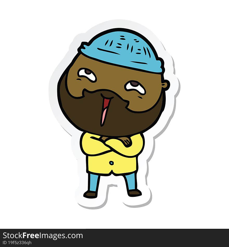 sticker of a cartoon happy bearded man