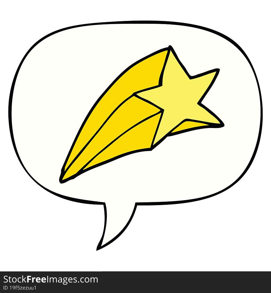 cartoon shooting star and speech bubble