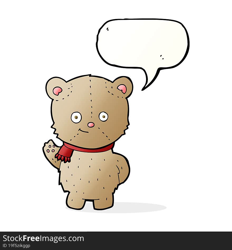 cartoon bear waving with speech bubble